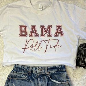 Bama Roll Tide University of Alabama College Football Tailgate Cropped T-Shirt